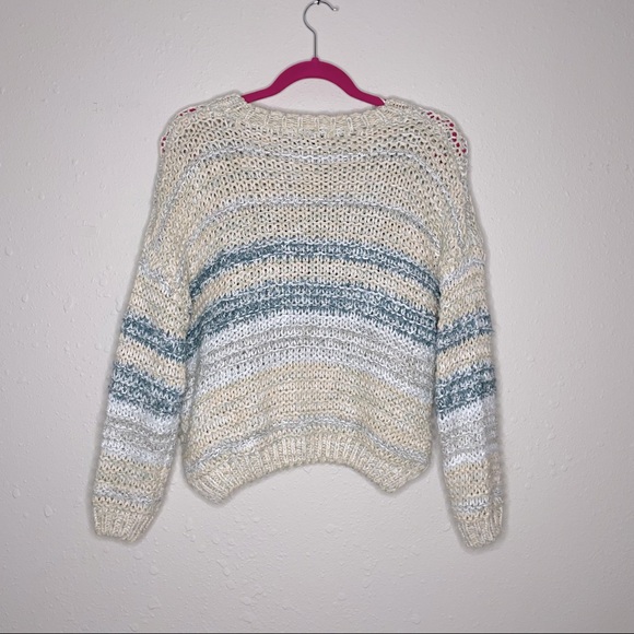 Kayla's Armoire Striped Chunky Knit Crewneck Sweater | A50 - Picture 2 of 4